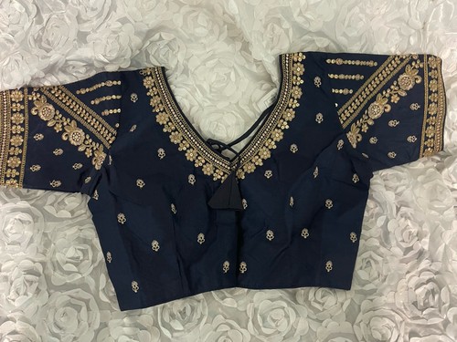 New blue saree blouse 38 - saree,