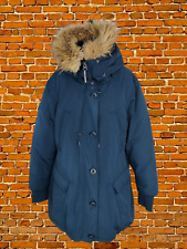 WOMENS SUPERDRY SIZE UK 16 NAVY DOWN FEATHER THICK PADDED PARKA JACKET COAT HOOD