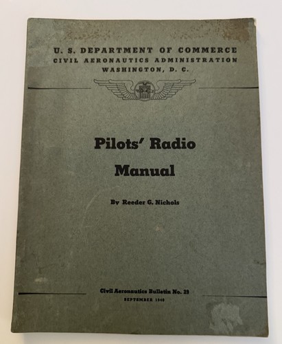 Vtg 1940 pilot radio manual - pilot's,