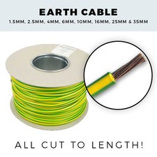 EARTH CABLE 1M - 100M VARIOUS LENGTHS 1.5MM- 35MM GREEN AND YELLOW SINGLES CABLE