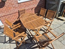 7 Wooden Garden Set 6 Seater Dining Outdoor Table Chairs Patio itzcominghome