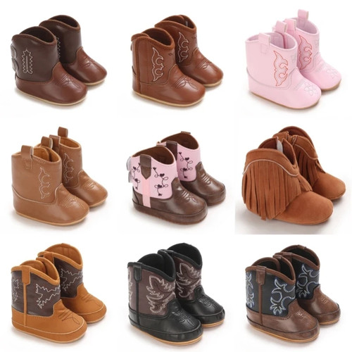 Western denim baby boots for - denim,