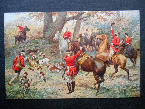 Stag hunting huntsmen horses - stag,