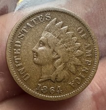 US Indian Cent 1864 L, Scarce