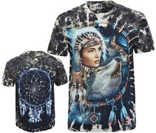 Tie Dye T-Shirt Native American Indian Woman Dream Catcher Glow in Dark by Wild