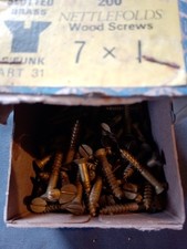 Vintage Nettlefolds Brass Screws, Size 7 X 1 Inch,  Slotted Countersunk Head