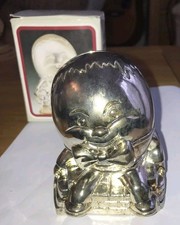 VINTAGE HUMPTY DUMPTY SILVER PLATED COIN MONEY BANK  Piggy Bank HONG KONG BOXED
