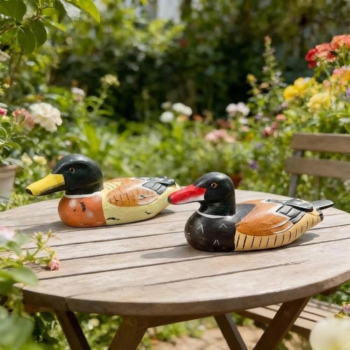 Wooden ducks statues - wooden,