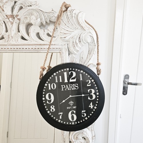 Black rustic wall clock - wall,