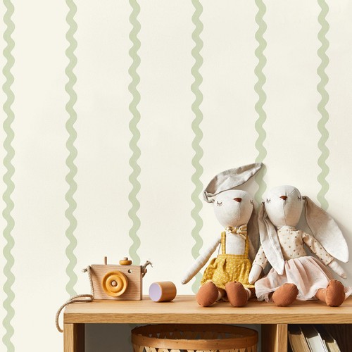Wiggle stripe wallpaper cream - stripe,