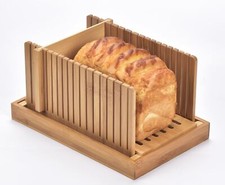 Bamboo Bread Slicer Loaf Cutting Guide Board Adjustable & Foldable