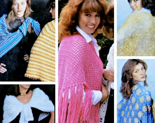 1980s shawl poncho wrap granny - shawl,