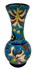 Longwy Blue Enamel Vase Flower Decoration 18 cm tall