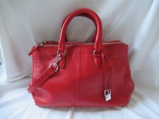 Zara Womens Red Leather Handbag Shoulder or Acrossbody Bag
