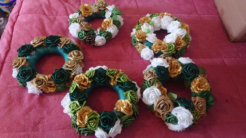 Five hand made centre pieces - made,
