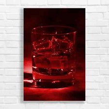 Warm Amber Whiskey Glass Red Canvas Print Large Picture Wall Art