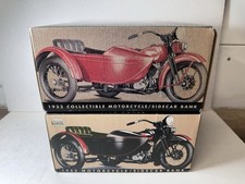2 1933 Harley Davidson Sidecar Motorcycle 1:12 Diecast Bank Black & Red Versions