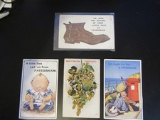 4 early comic greetings postcards Faversham Kent early 1900s  pullout views