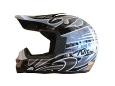 Kids Childrens Quad Nitro Junior Motocross MX MX410 Helmet Black / Silver - S