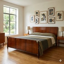 Vintage Double Bed Exotic Wood