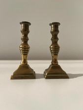 Antique Pair of Miniature Brass Candlesticks c1890 Doll's House Birthday Xmas