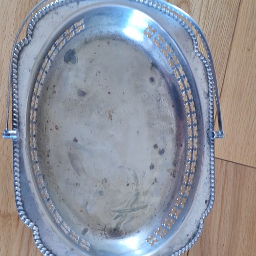 Silver plate oval serving - plate,