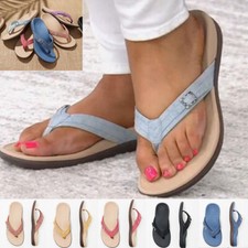 Womens Orthopedic Sandals Casual Flat Flip Flops Ladies Low Wedge Shoes Size