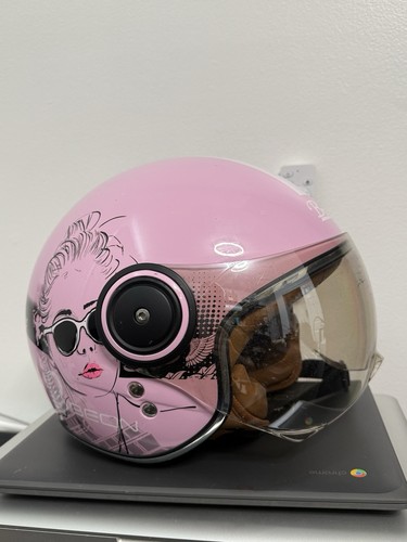 Open face retro motorcycle - open,
