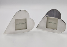 2 x Mini Heart Silver Plated Photo Frame 3.5cm x 3.5cm + Dustbags Secret Santa