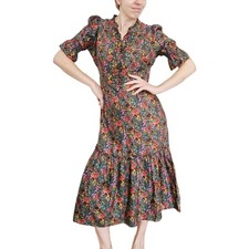 Wyse Sophie Dress Dark Ditsy Midi Dress Floral Size 4 UK 14