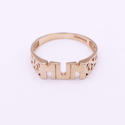 9ct yellow gold mum - gold, ‘mum’