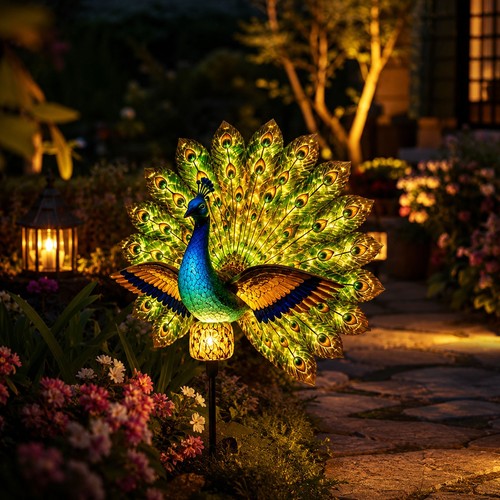Auto solar peacock light - auto-on,