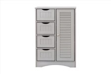 Bathroom Storage Cabinet Cupboard w/ 4 Drawers, 2 Shelves & Metal Handle -
