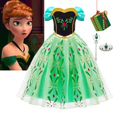 Frozen Anna Fancy Dress up Cosplay Party Costume Kids Gift Princess Girls Outfit