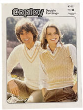 Original Vintage Copley Knitting Pattern 9352 DK His and Hers Slip-overs 30-40”
