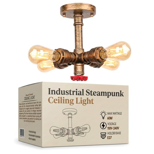 Modern light steampunk flush - 4-light,