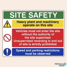 Construction Site Safety Sign (Speed & Parking Restrictions)