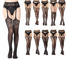 Womans Sexy Fishnet Tights Black Suspender Tights Stockings Hosiery Pantyhose UK