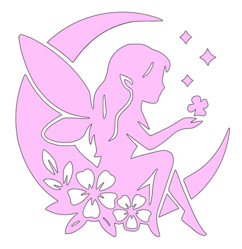 Moon fairy and - flowers, decal