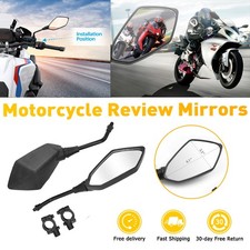 Pair BLACK UNIVERSAL MOTORCYCLE BIKE 7/8" HANDLE BAR END REARVIEW SIDE MIRRORS