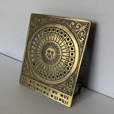 Antique Brass Perpetual Desk Calendar Sun Face Design Collectable Vintage Metal
