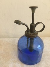 Vintage Perfume Vaporizer Glass Blue Ribbed Made in Hong Kong No 211