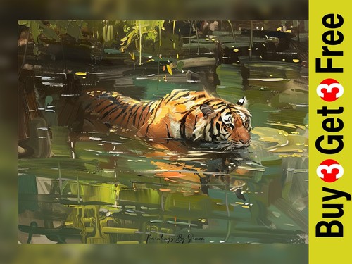 Majestic swimming tiger - majestic,