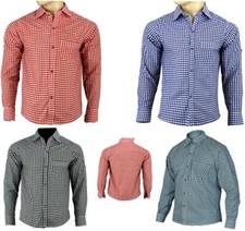 Men's Traditional German Bavarian Oktoberfest Lederhosen Trachten Check Shirt