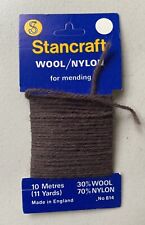 Vintage Stancraft Mending Yarn No 814 Dark Brown Nylon & Wool