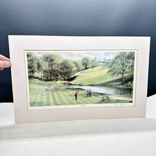 SIGNED ART PRINT BY TERRY HARRISON HIGH TEE GOLFING SPORT THEMED :Q1