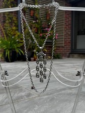 60s Mod vintage Trifari Greek Key waterfall pendant necklace