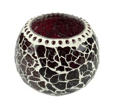 Red Mosaic Work Glass Candle