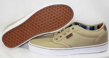 Kids VANS Atwood Deluxe Canvas  Khaki White Casual Off The Wall Sneakers Shoes