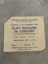 cliff richard’s concert ticket 1978 stoke-on-trent